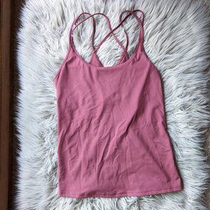 OLD NAVY Active Powersoft dusty rose cross-back tank w/ shelf bra sz M